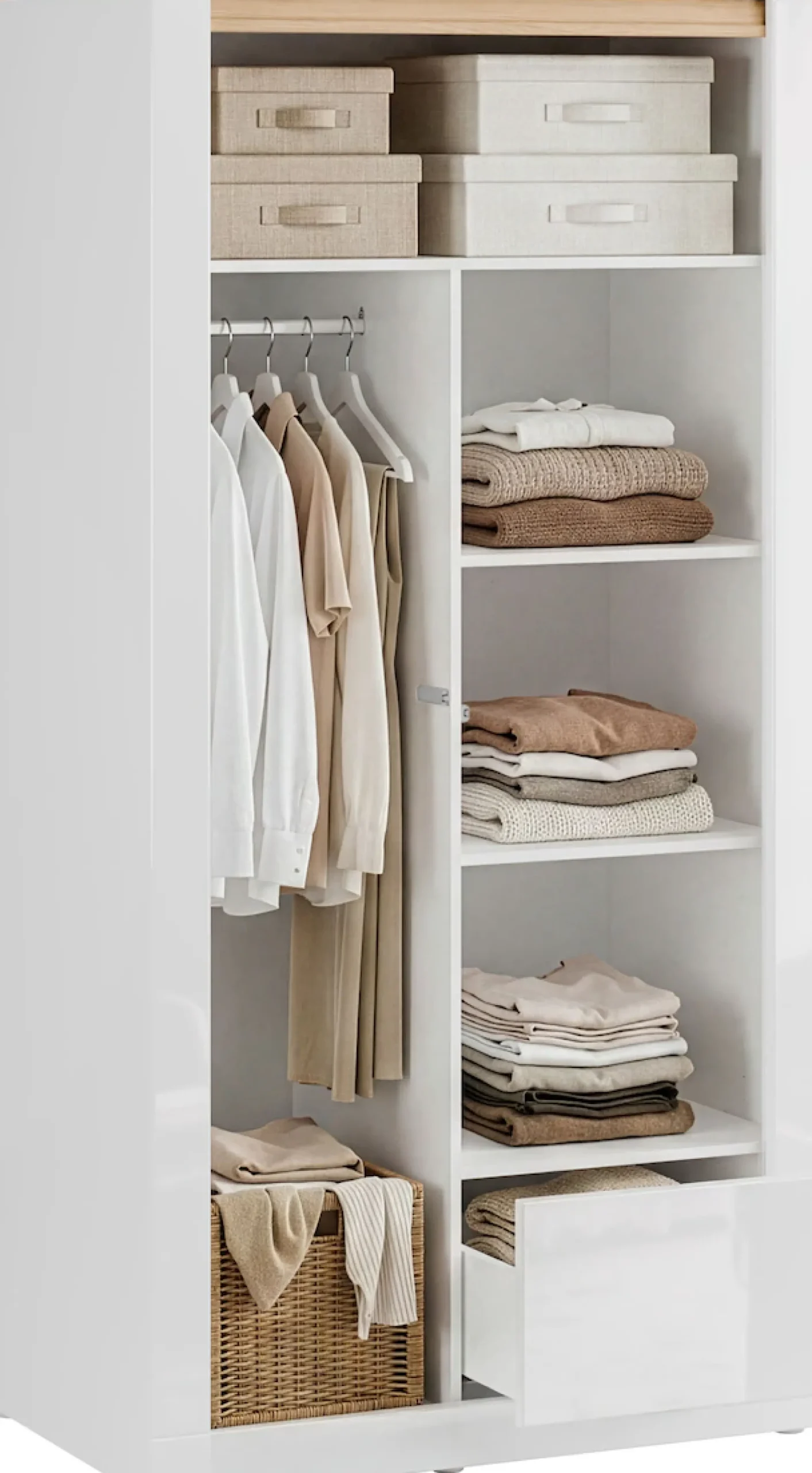 FORTE Kleiderschrank »grifflos, Push to Open, Front glänzend« B/H/T 96,4/192,2/59,7 cm inklusive Beleuchtung