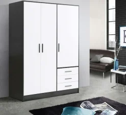 FORTE Kleiderschrank »Jupiter, Made in Europe, mit Schubladen« Maße (B/H/T) ca : 145/200/60 cm,Stauraum, 2 Breiten, 4 Farben, Schubladen, variable Einlegeböden