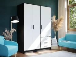 FORTE Kleiderschrank »Jupiter, Made in Europe, mit Schubladen« Maße (B/H/T) ca : 145/200/60 cm,Stauraum, 2 Breiten, 4 Farben, Schubladen, variable Einlegeböden