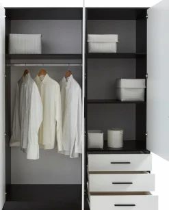 FORTE Kleiderschrank »Jupiter, Made in Europe, mit Schubladen« Maße (B/H/T) ca : 145/200/60 cm,Stauraum, 2 Breiten, 4 Farben, Schubladen, variable Einlegeböden