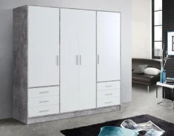 FORTE Kleiderschrank »Jupiter, Made in Europe, mit6 Schubladen, Stauraum« Maße B/H/T ca. 207/200 cm/60,Stauraum, 2 Breiten, 4 Farben, Schubladen, variable Einlegeböden