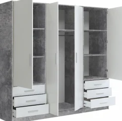 FORTE Kleiderschrank »Jupiter, Made in Europe, mit6 Schubladen, Stauraum« Maße B/H/T ca. 207/200 cm/60,Stauraum, 2 Breiten, 4 Farben, Schubladen, variable Einlegeböden