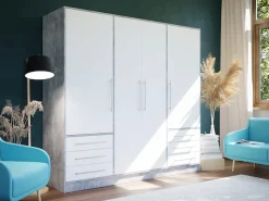 FORTE Kleiderschrank »Jupiter, Made in Europe, mit6 Schubladen, Stauraum« Maße B/H/T ca. 207/200 cm/60,Stauraum, 2 Breiten, 4 Farben, Schubladen, variable Einlegeböden