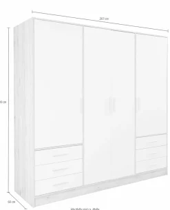 FORTE Kleiderschrank »Jupiter, Made in Europe, mit6 Schubladen, Stauraum« Maße B/H/T ca. 207/200 cm/60,Stauraum, 2 Breiten, 4 Farben, Schubladen, variable Einlegeböden