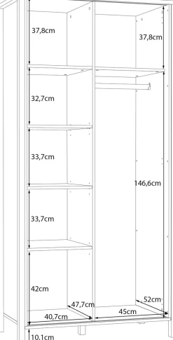 FORTE Kleiderschrank »Jytana« B/H/T 97/200,3/52,7 cm inklusive Kleiderstange u. Einlegeböden