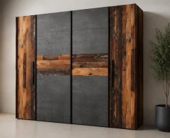 FORTE Kleiderschrank »Kalixtus, Made in Europe« B/H/T ca. 200x190x60 cm, 2 Schiebetüren, 2 Drehtüren, 8 Einlegeböden,Kombination aus Dreh- und Schwebetüren, mehrere Farben