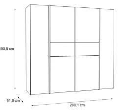 FORTE Kleiderschrank »Kalixtus, Made in Europe« B/H/T ca. 200x190x60 cm, 2 Schiebetüren, 2 Drehtüren, 8 Einlegeböden,Kombination aus Dreh- und Schwebetüren, mehrere Farben