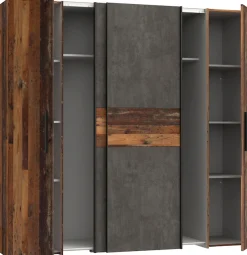 FORTE Kleiderschrank »Kalixtus, Made in Europe« B/H/T ca. 200x190x60 cm, 2 Schiebetüren, 2 Drehtüren, 8 Einlegeböden,Kombination aus Dreh- und Schwebetüren, mehrere Farben