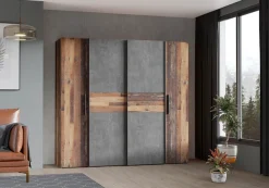 FORTE Kleiderschrank »Kalixtus, Made in Europe« B/H/T ca. 200x190x60 cm, 2 Schiebetüren, 2 Drehtüren, 8 Einlegeböden,Kombination aus Dreh- und Schwebetüren, mehrere Farben