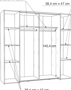 FORTE Kleiderschrank »Kalixtus, Made in Europe« B/H/T ca. 200x190x60 cm, 2 Schiebetüren, 2 Drehtüren, 8 Einlegeböden,Kombination aus Dreh- und Schwebetüren, mehrere Farben