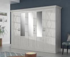 FORTE Kleiderschrank »Kashmir, Landhausstil, inklusive edlem Passepartout-Rahmen« Maße (B/T/H): 268,5/63/206cm,mit Spiegel und dekorative Fräsungen und Elementen, Made in Europe