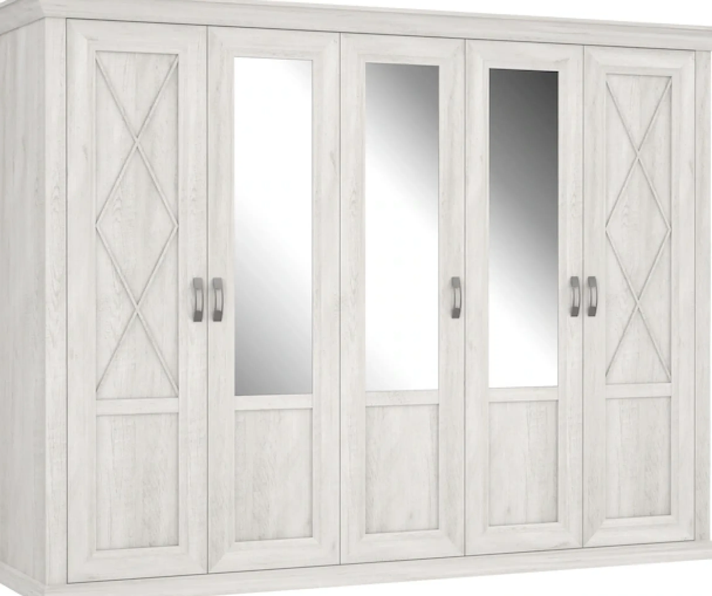 FORTE Kleiderschrank »Kashmir, Landhausstil, inklusive edlem Passepartout-Rahmen« Maße (B/T/H): 268,5/63/206cm,mit Spiegel und dekorative Fräsungen und Elementen, Made in Europe