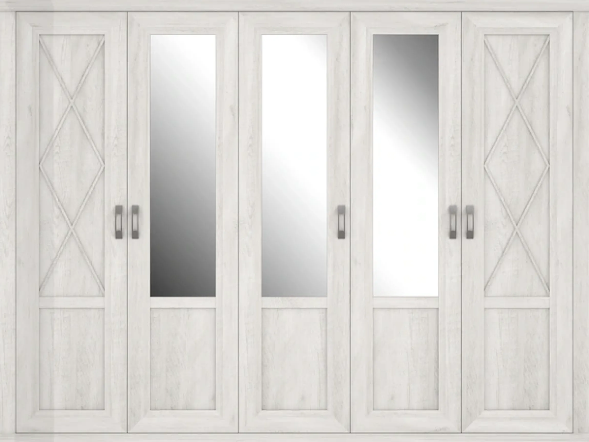 FORTE Kleiderschrank »Kashmir, Landhausstil, inklusive edlem Passepartout-Rahmen« Maße (B/T/H): 268,5/63/206cm,mit Spiegel und dekorative Fräsungen und Elementen, Made in Europe
