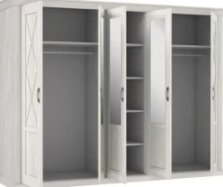 FORTE Kleiderschrank »Kashmir, Landhausstil, inklusive edlem Passepartout-Rahmen« Maße (B/T/H): 268,5/63/206cm,mit Spiegel und dekorative Fräsungen und Elementen, Made in Europe