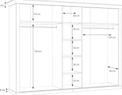 FORTE Kleiderschrank »Kashmir, Landhausstil, inklusive edlem Passepartout-Rahmen« Maße (B/T/H): 268,5/63/206cm,mit Spiegel und dekorative Fräsungen und Elementen, Made in Europe