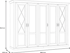 FORTE Kleiderschrank »Kashmir, Landhausstil, inklusive edlem Passepartout-Rahmen« Maße (B/T/H): 268,5/63/206cm,mit Spiegel und dekorative Fräsungen und Elementen, Made in Europe
