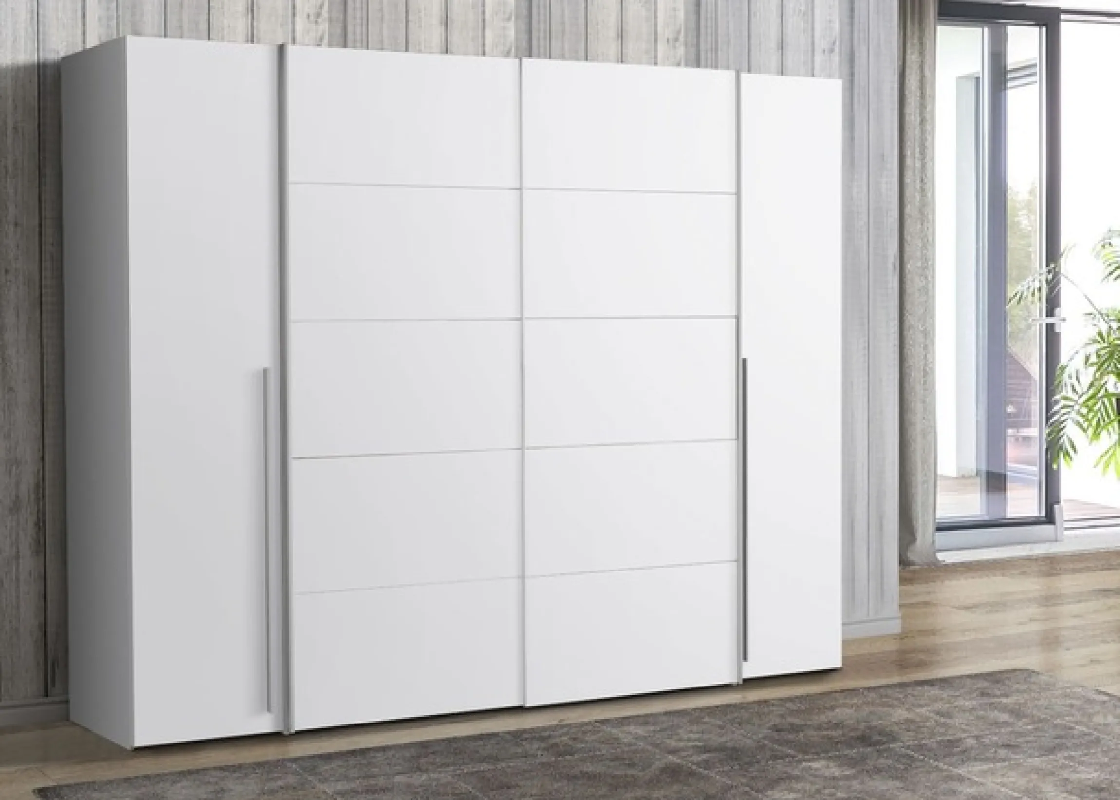 FORTE Kleiderschrank »Narago, Kombischrank, modernes Design« B/H/T ca. 270/210/61cm, auch mit Premiumausstattung,Kombination aus Schwebetüren mit seitlichen Drehtüren, Made in Europe