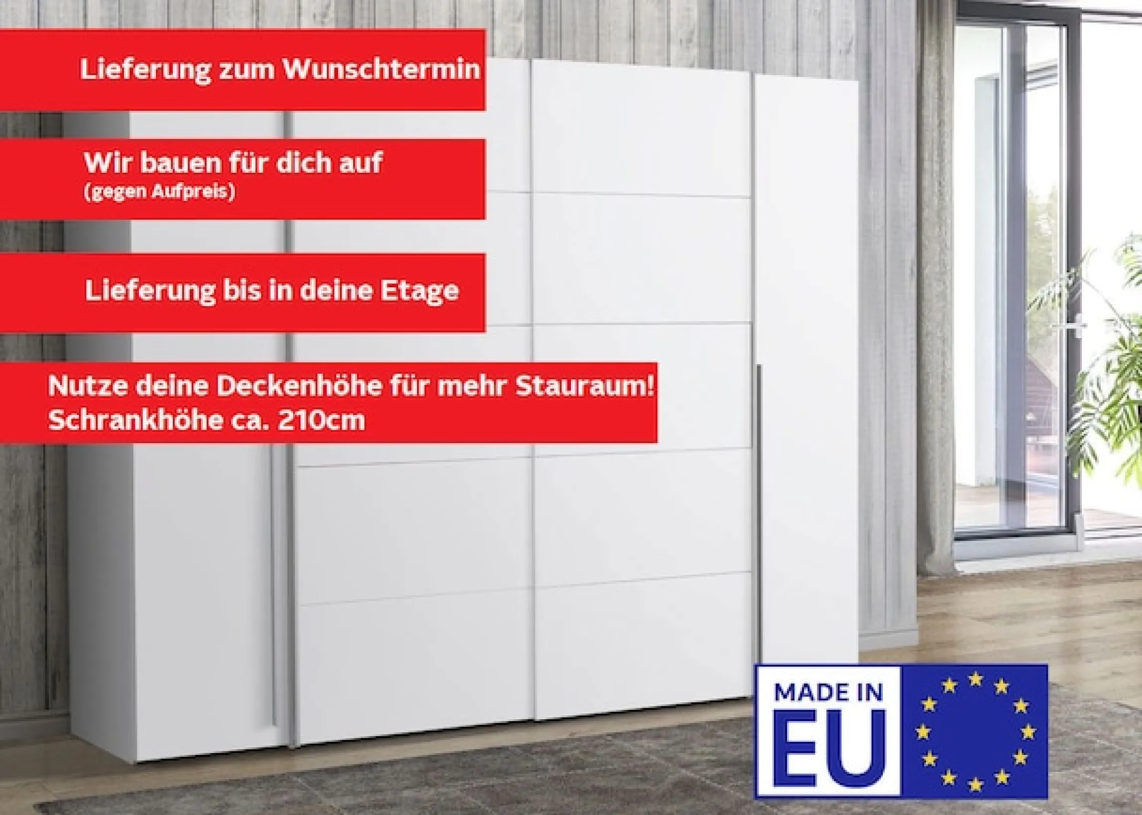 FORTE Kleiderschrank »Narago, Kombischrank, modernes Design« B/H/T ca. 270/210/61cm, auch mit Premiumausstattung,Kombination aus Schwebetüren mit seitlichen Drehtüren, Made in Europe