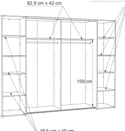 FORTE Kleiderschrank »Narago, Kombischrank, modernes Design« B/H/T ca. 270/210/61cm, auch mit Premiumausstattung,Kombination aus Schwebetüren mit seitlichen Drehtüren, Made in Europe