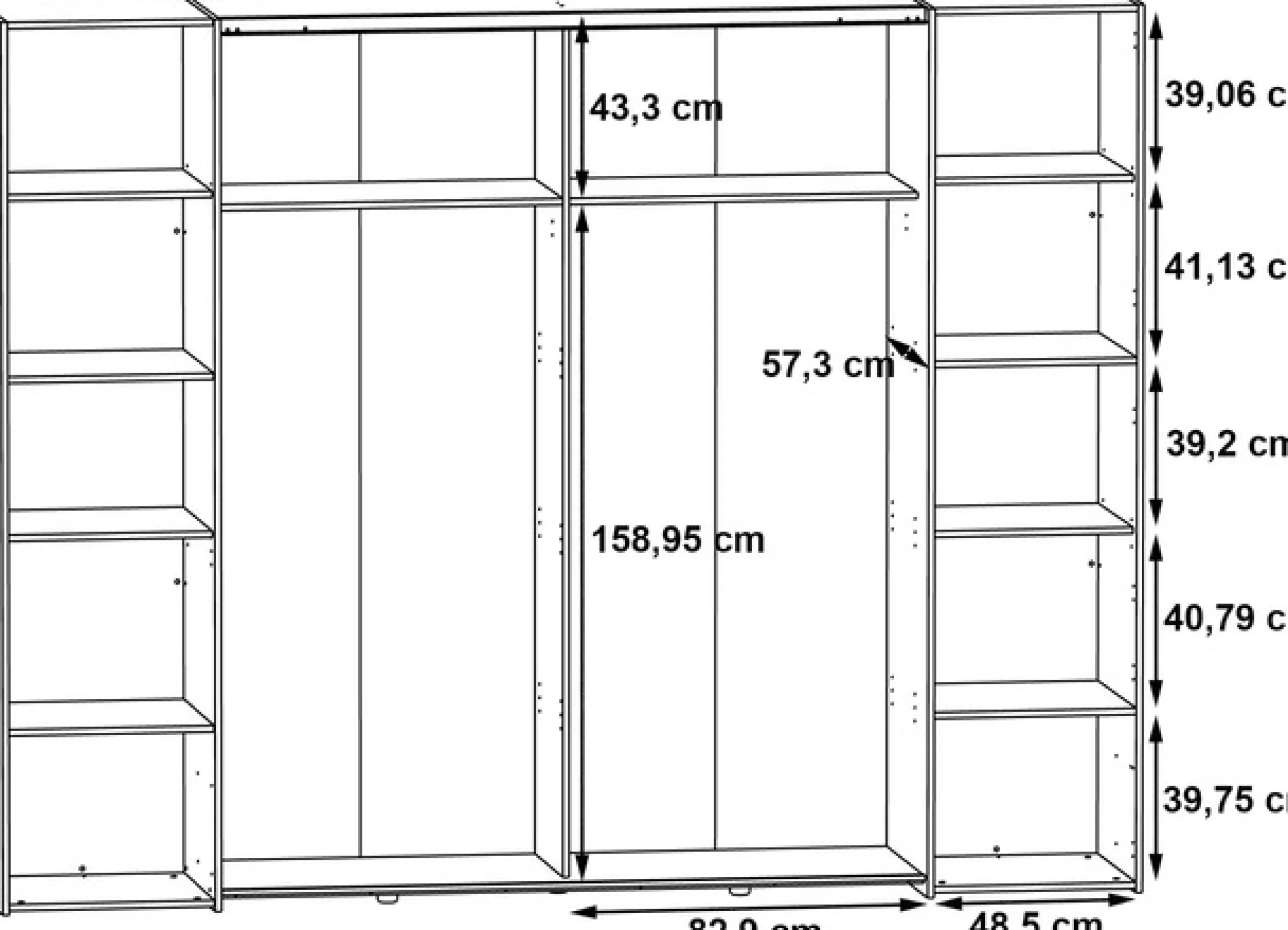 FORTE Kleiderschrank »Narago, Kombischrank, modernes Design« B/H/T ca. 270/210/61cm, auch mit Premiumausstattung,Kombination aus Schwebetüren mit seitlichen Drehtüren, Made in Europe