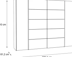 FORTE Kleiderschrank »Narago, Kombischrank, modernes Design« B/H/T ca. 270/210/61cm, auch mit Premiumausstattung,Kombination aus Schwebetüren mit seitlichen Drehtüren, Made in Europe