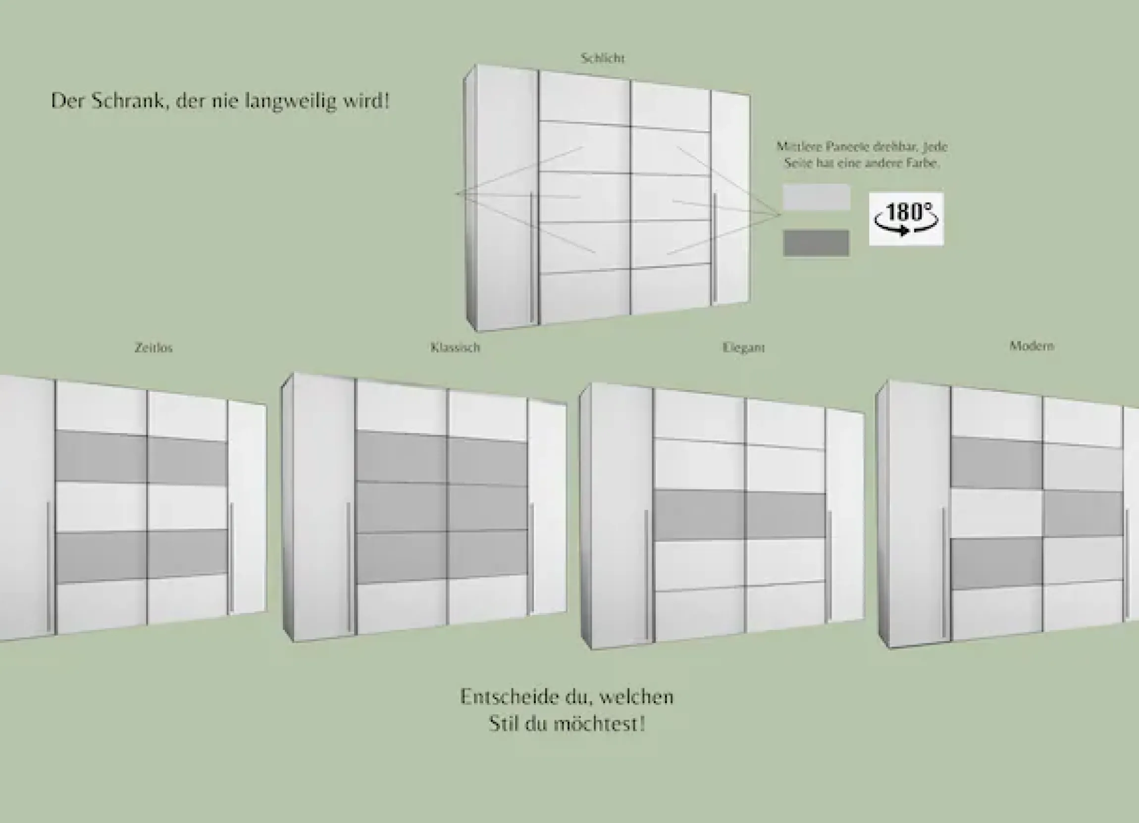 FORTE Kleiderschrank »Narago, Kombischrank, modernes Design« B/H/T ca. 270/210/61cm, auch mit Premiumausstattung,Kombination aus Schwebetüren mit seitlichen Drehtüren, Made in Europe