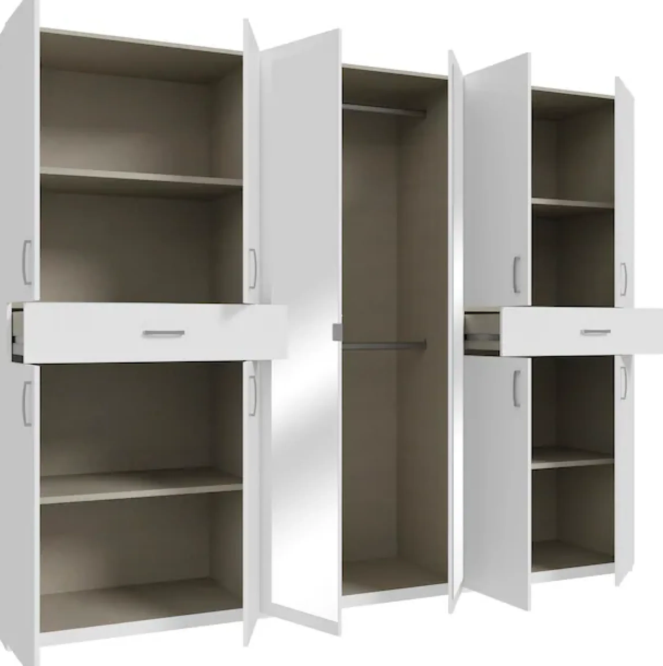 FORTE Kleiderschrank »viel Stauraum, Spiegeltüren, stehende Montage« B/H/T269,7/210,5/54 cm, Spiegeltüren, Schubkästen