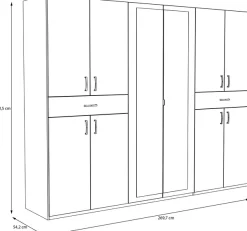 FORTE Kleiderschrank »viel Stauraum, Spiegeltüren, stehende Montage« B/H/T269,7/210,5/54 cm, Spiegeltüren, Schubkästen