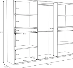 FORTE Kleiderschrank »viel Stauraum, Spiegeltüren, stehende Montage« B/H/T269,7/210,5/54 cm, Spiegeltüren, Schubkästen