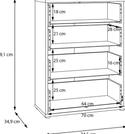 FORTE Kommode »Alice Springs, Kommode 4 Schubkästen B/H/T 74,5/99,1/34,9 cm« Schubkästen mit Vollauszug, Grifflos, Push to open