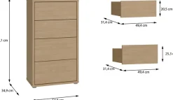 FORTE Kommode »Alice Springs, Kommode Höhe 99,1 cm, 4 Schubkästen« Schubkästen mit Vollauszug, Grifflos, Push to open