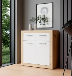 FORTE Kommode »Baccio« Breite 83 cm, Höhe 92 cm mit 2 Schubkästen und 2 Türen