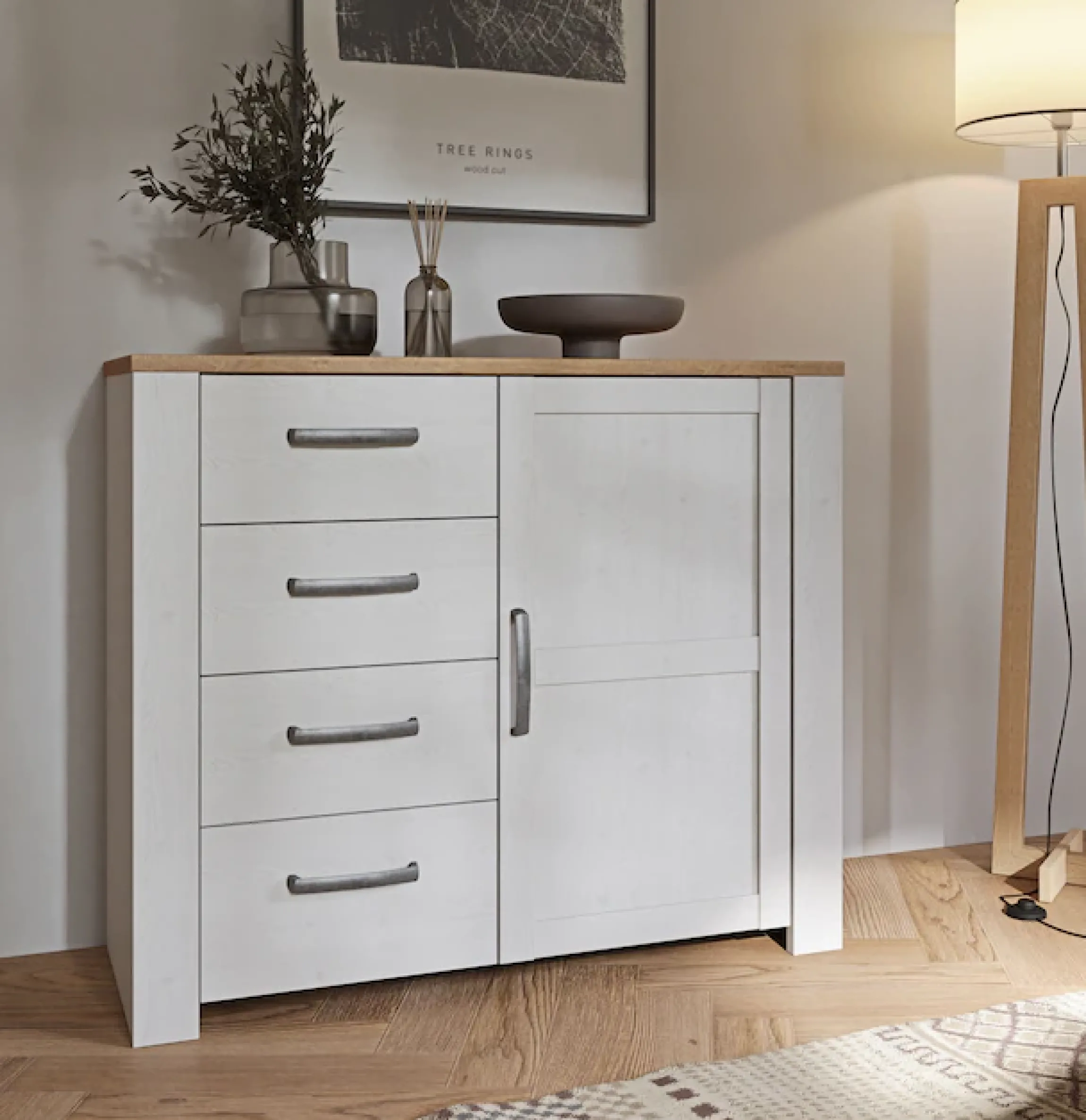 FORTE Kommode B/H/T 101,4/87/42 cm, Soft Close, 4 Schubkästen