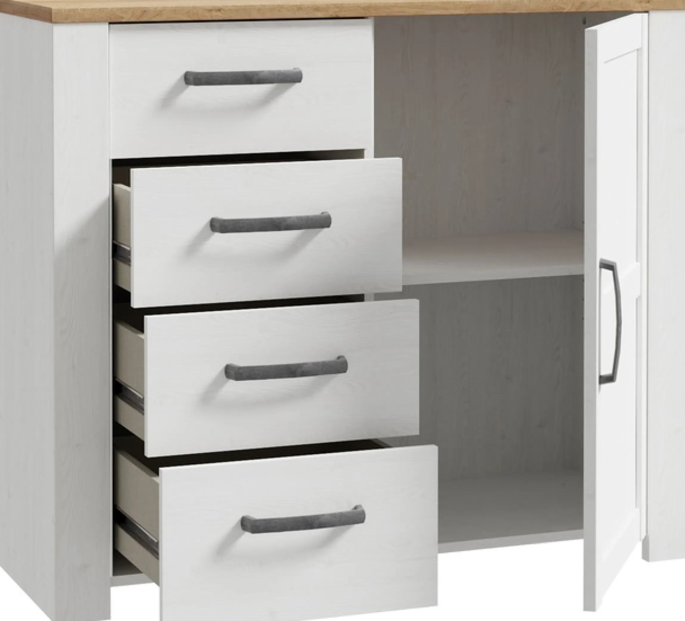 FORTE Kommode B/H/T 101,4/87/42 cm, Soft Close, 4 Schubkästen