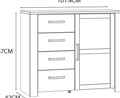 FORTE Kommode B/H/T 101,4/87/42 cm, Soft Close, 4 Schubkästen