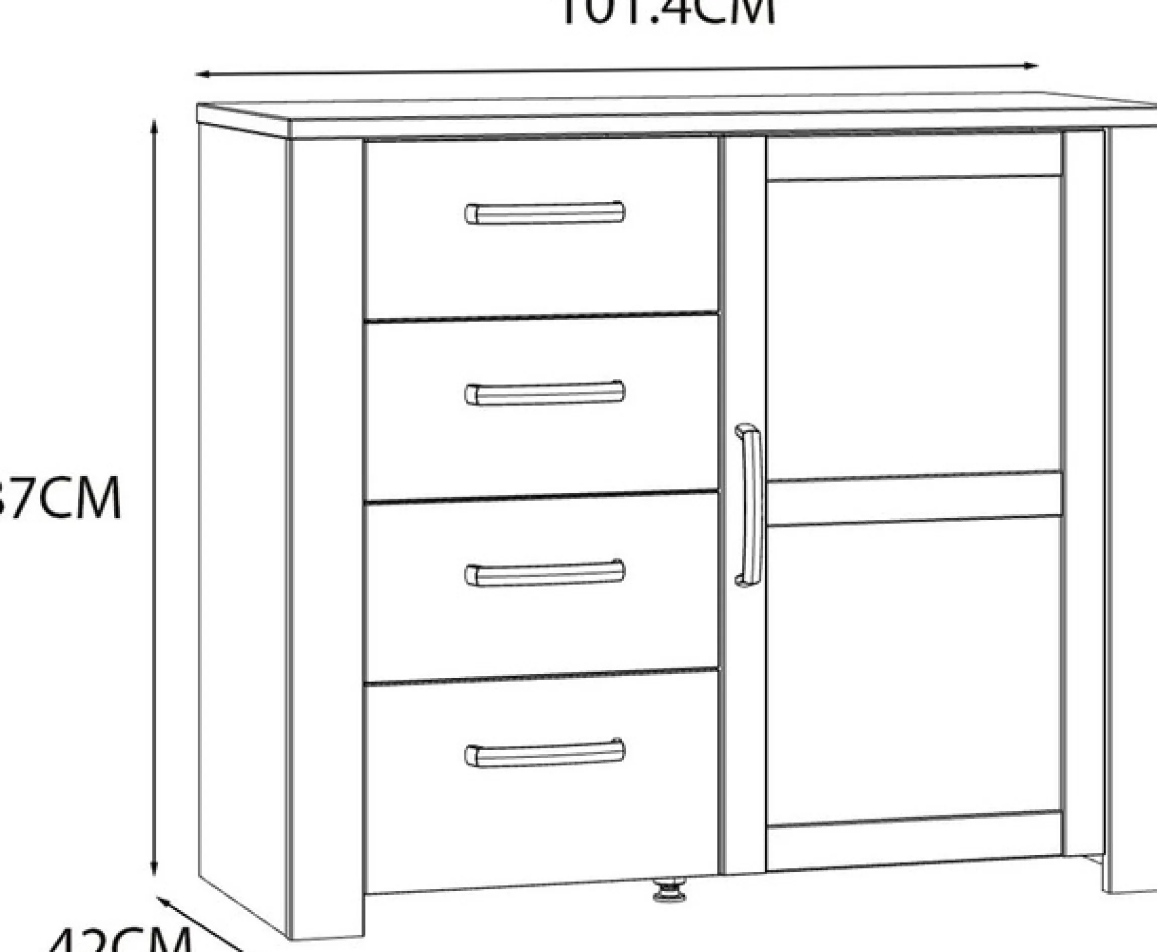 FORTE Kommode B/H/T 101,4/87/42 cm, Soft Close, 4 Schubkästen