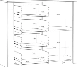 FORTE Kommode B/H/T 101,4/87/42 cm, Soft Close, 4 Schubkästen