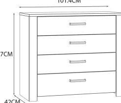 FORTE Kommode »Bohol« B/H/T 101,4/87/42 cm, 4 Schubkästen
