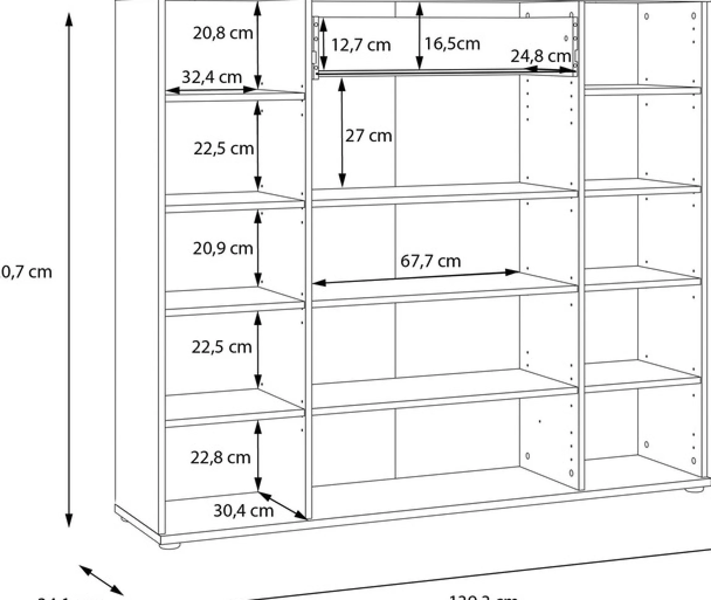 FORTE Kommode »Kombikommode, Stauraum, Einlegeböden verstellbar« B/H/T ca.140/120/34 cm, viel Stauraum, PEFC zertifiziert