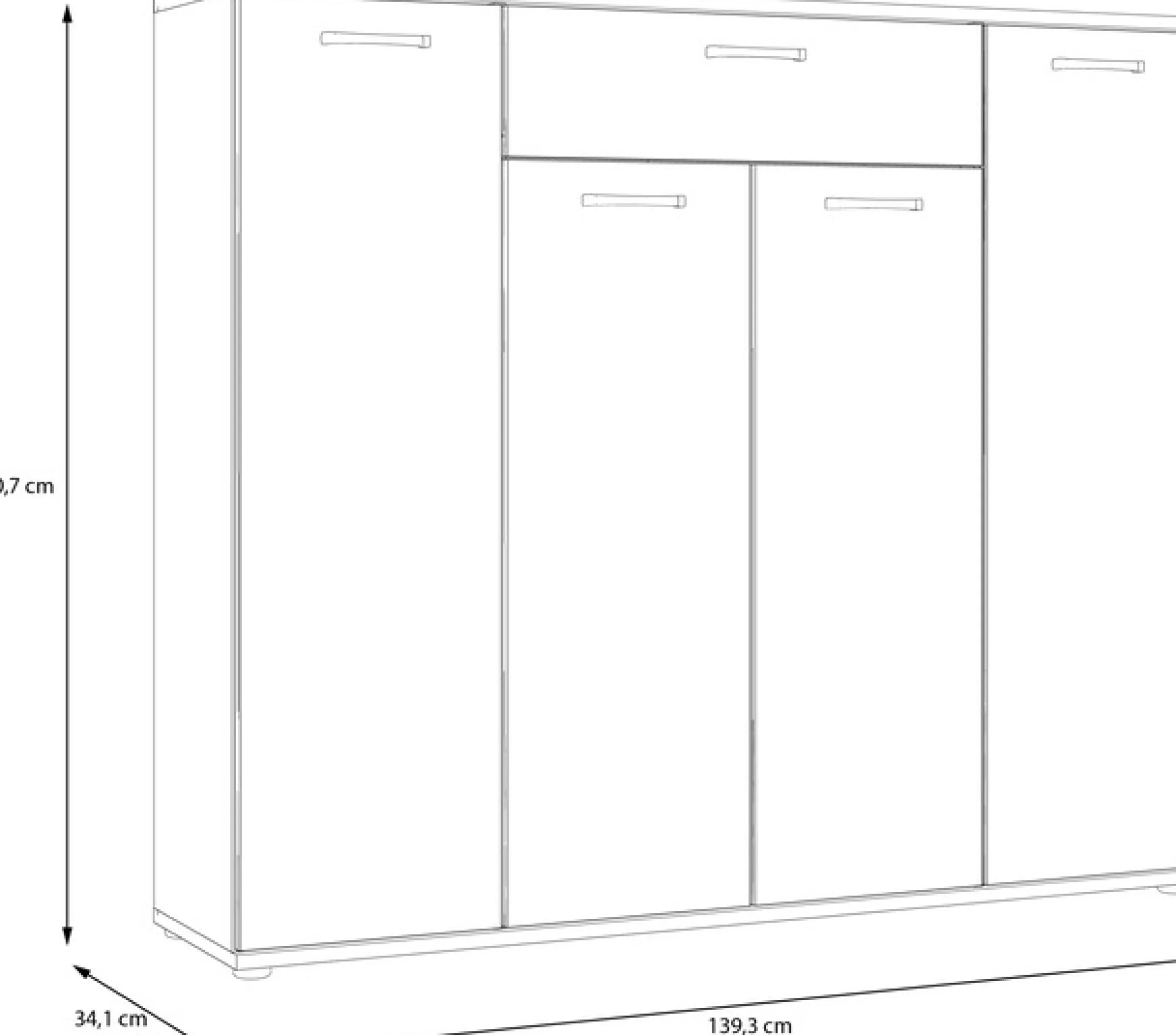 FORTE Kommode »Kombikommode, Stauraum, Einlegeböden verstellbar« B/H/T ca.140/120/34 cm, viel Stauraum, PEFC zertifiziert