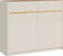 FORTE Kommode »Oak Squere Kommode, SK Vollauszug« B/H/T 105,3/85,9/41,5 cm Beleuchtung, Soft Close, Lamellenoptik
