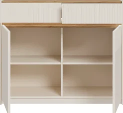 FORTE Kommode »Oak Squere Kommode, SK Vollauszug« B/H/T 105,3/85,9/41,5 cm Beleuchtung, Soft Close, Lamellenoptik