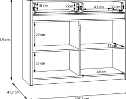 FORTE Kommode »Oak Squere Kommode, SK Vollauszug« B/H/T 105,3/85,9/41,5 cm Beleuchtung, Soft Close, Lamellenoptik
