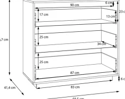 FORTE Kommode »Tahoe Kommode, 3 Schubkästen, grifflos, Stauraum« B/H/T 93,5/86,7/41,4 cm viel Stauraum