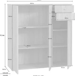 FORTE Kommode »Tempra, Kommode, 3 Türen, 2 Schubkästen, viel Stauraum« Breite 108,8 cm