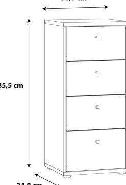 FORTE Kommode »Tempra, Kommode, 4 Schubkästen , Höhe 85,5 cm« Breite 38,6 cm