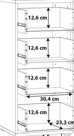 FORTE Kommode »Tempra, Kommode, 4 Schubkästen , Höhe 85,5 cm« Breite 38,6 cm