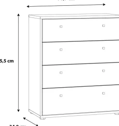 FORTE Kommode »Tempra, Kommode, 4 Schubkästen , Höhe 85,5 cm« Breite 73,7 cm