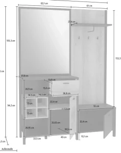 FORTE Kompaktgarderobe »High Rock« Breite 144,5 cm