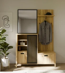 FORTE Kompaktgarderobe »Jytana« Kompaktgarderobe, Stauraum, Lamellenoptik, Trendfarbe
